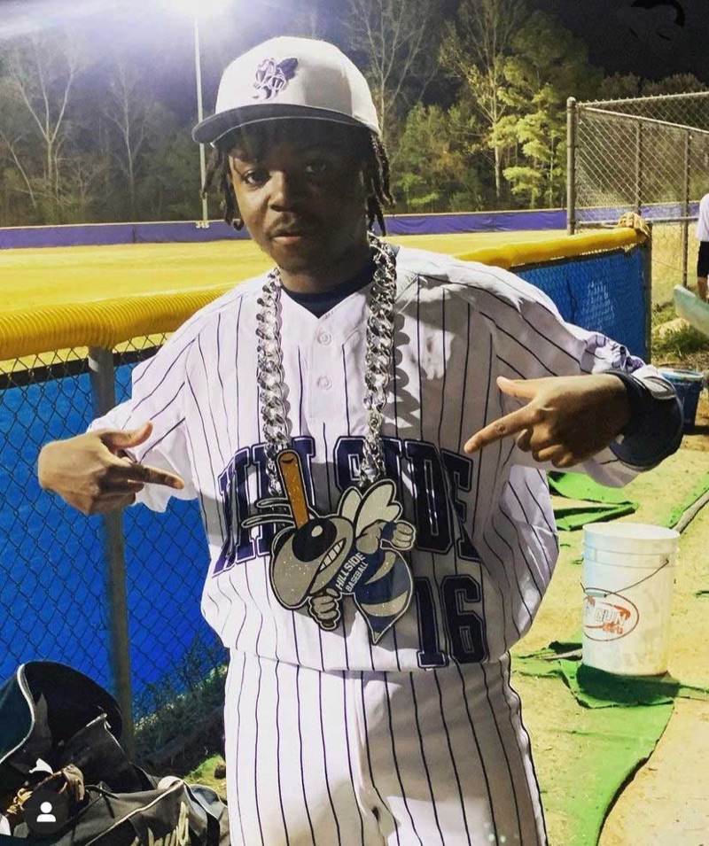 Baseball player wearing a custom skinny chain