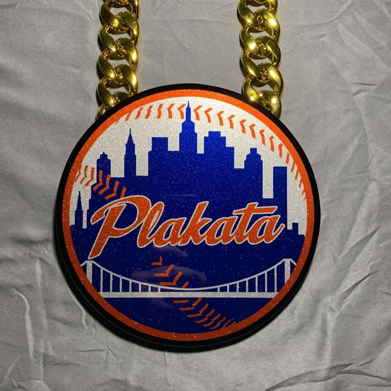 Baseball city skyline skinny chain pendant