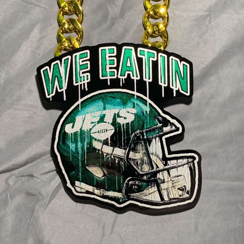 Football Jets helmet skinny chain pendant