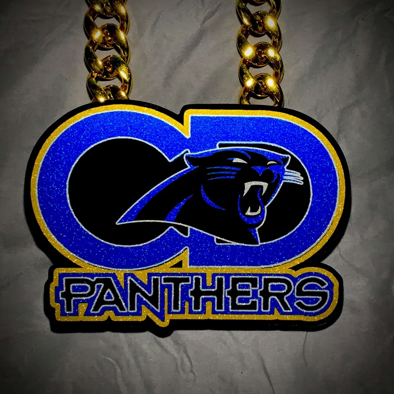 Football panthers logo skinny chain pendant
