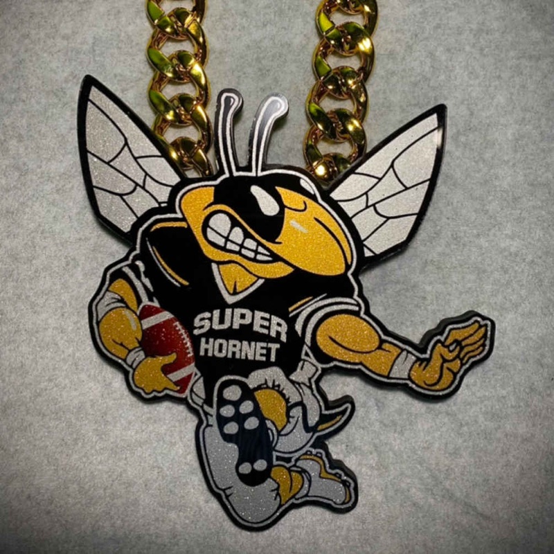 Football hornet mascot skinny chain pendant