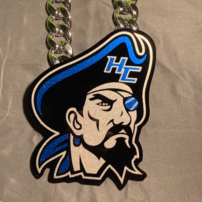 Custom pirate logo skinny chain pendant